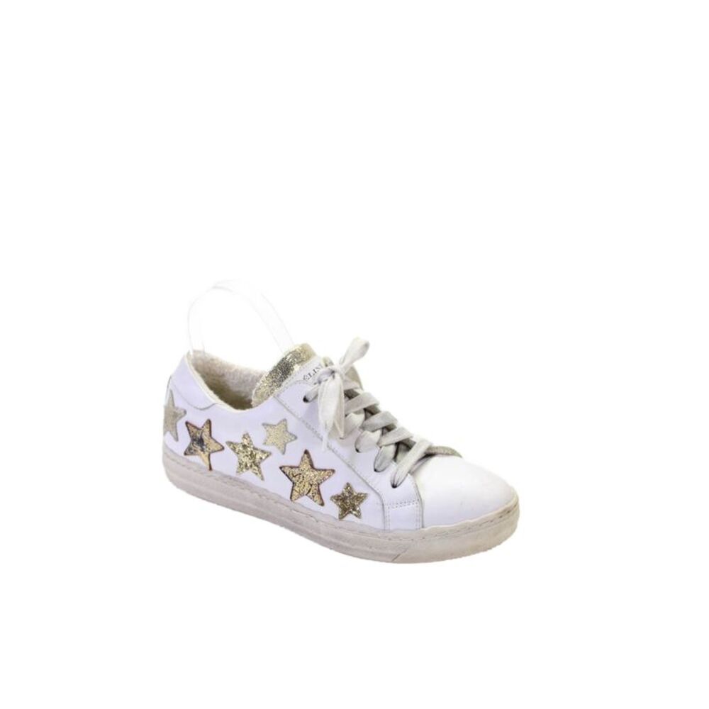 Meline Womens Leather Embellished Low Top Sneakers White Size 38 8